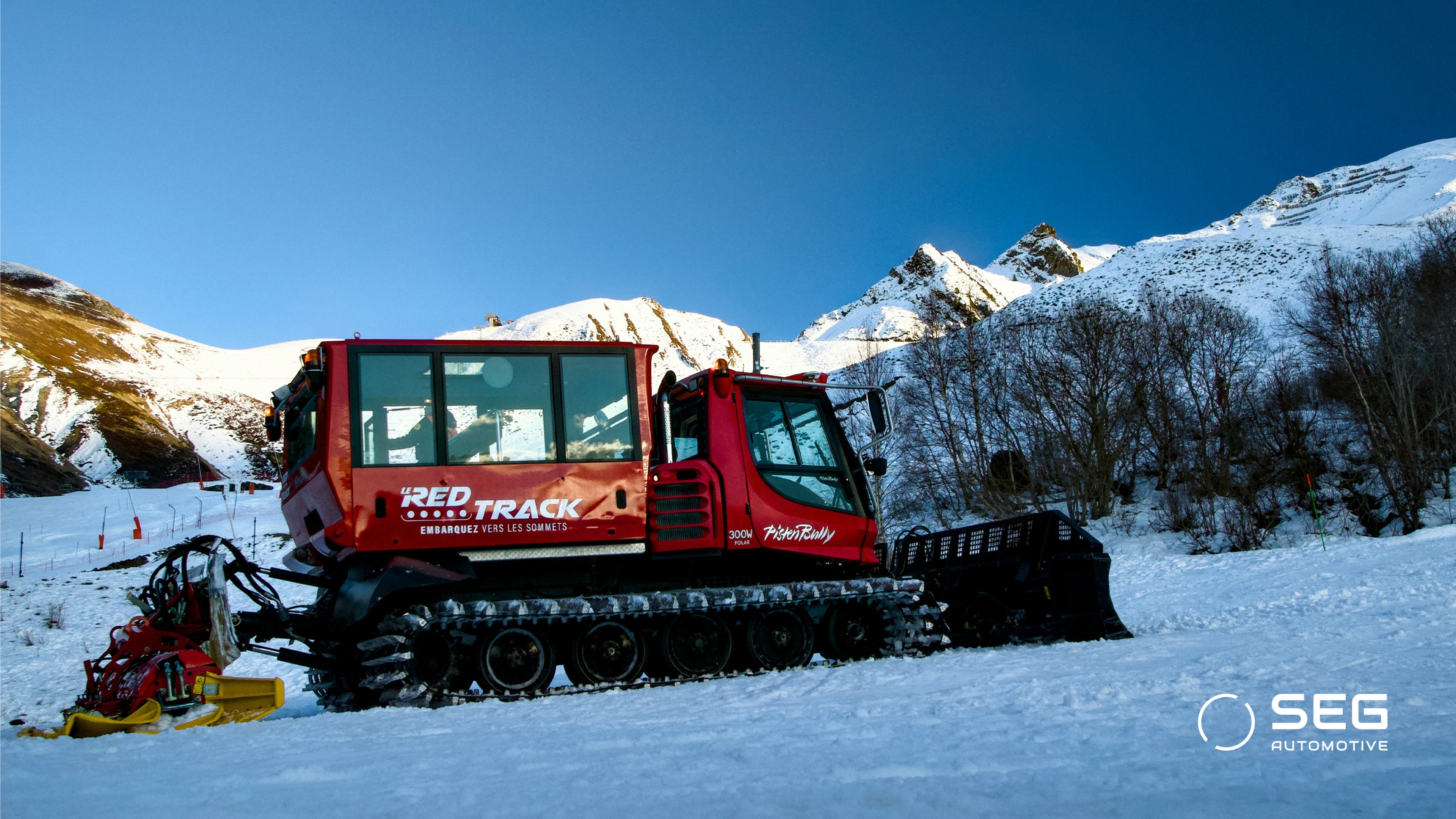 Snow clearing vehicle in the mountain