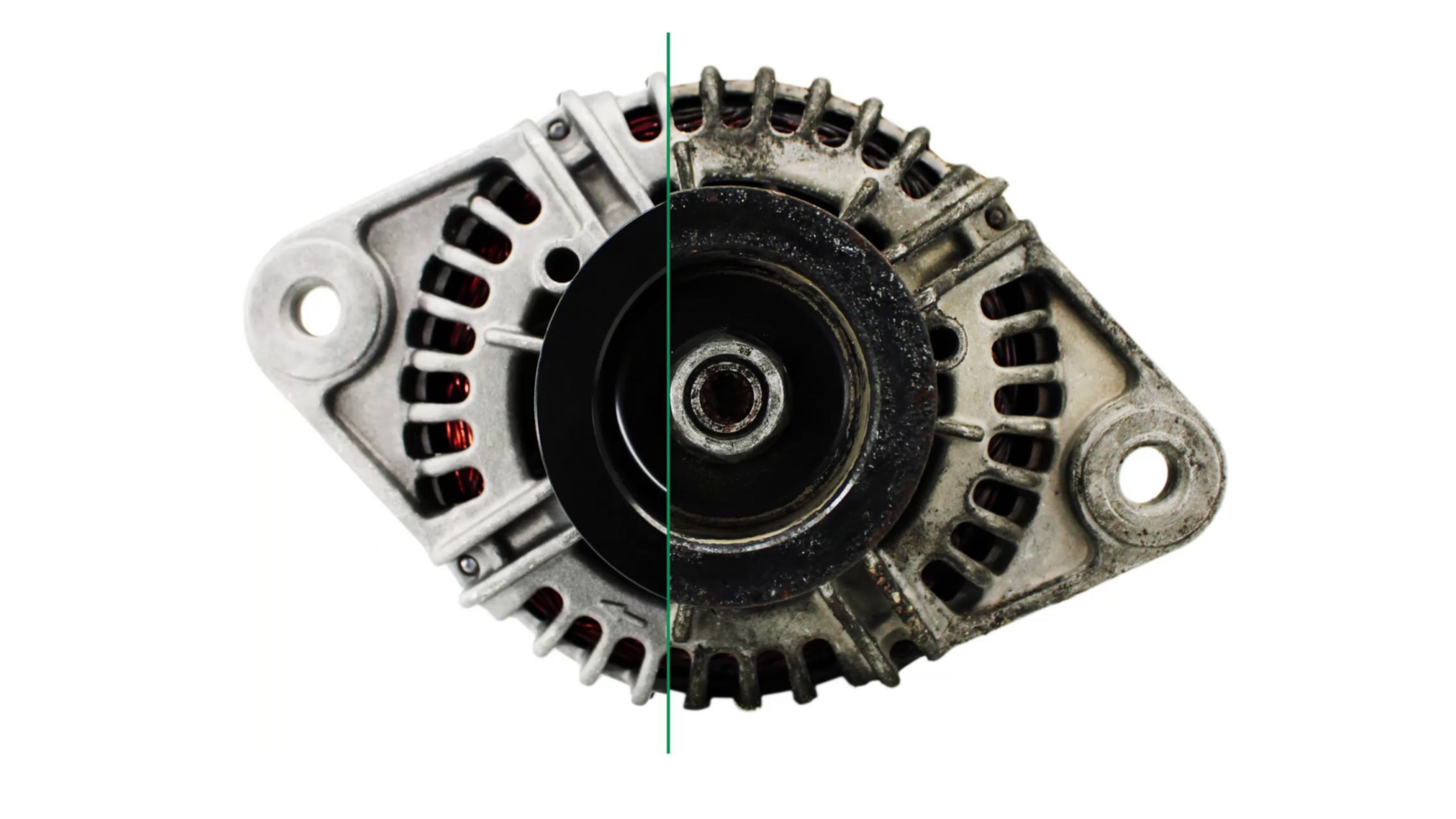 Generator in two-part view before and after remanufacturing