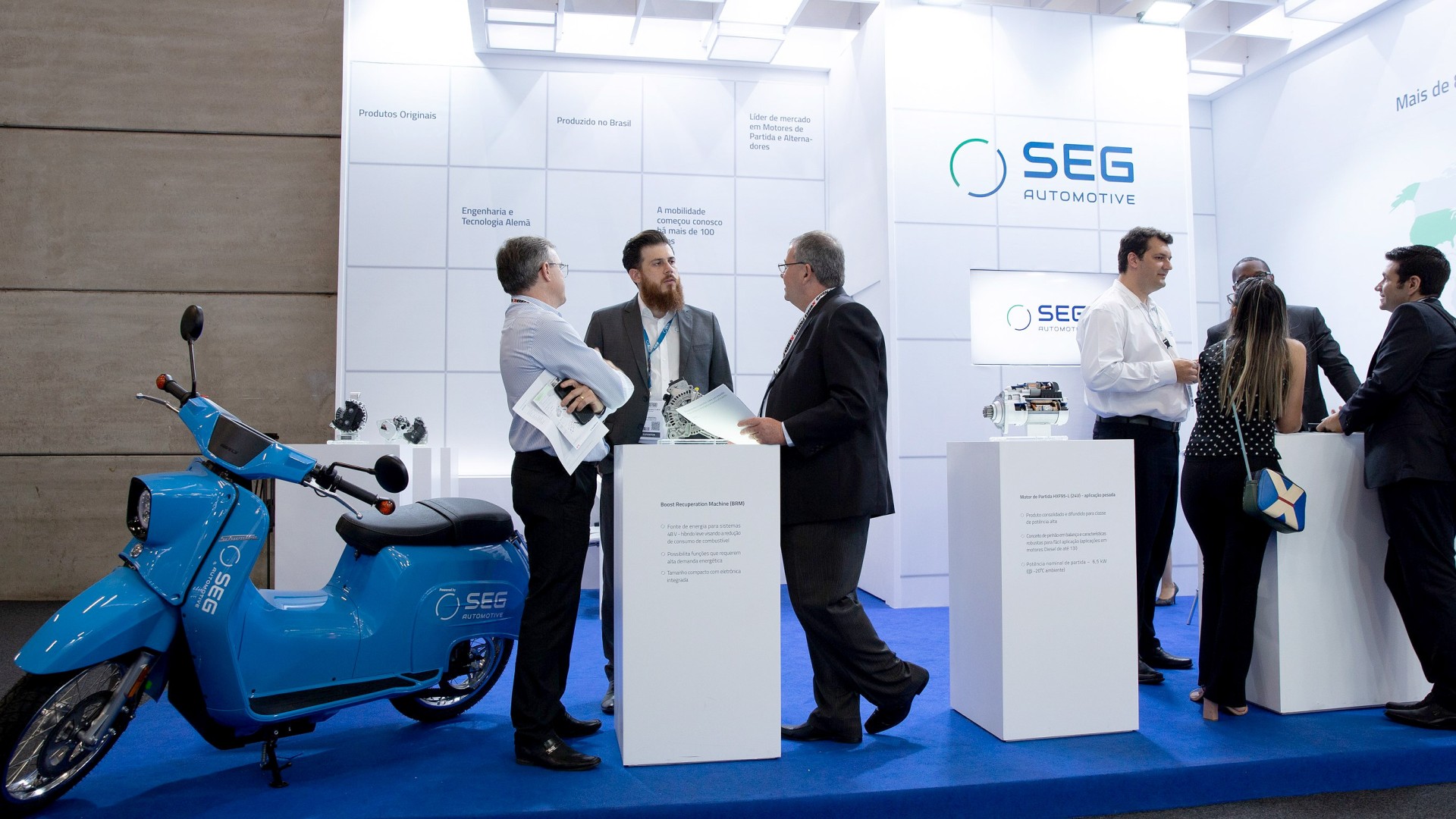 Schwalbe E-Scooter at the FENATRAN booth of SEG Automotive in Brazil