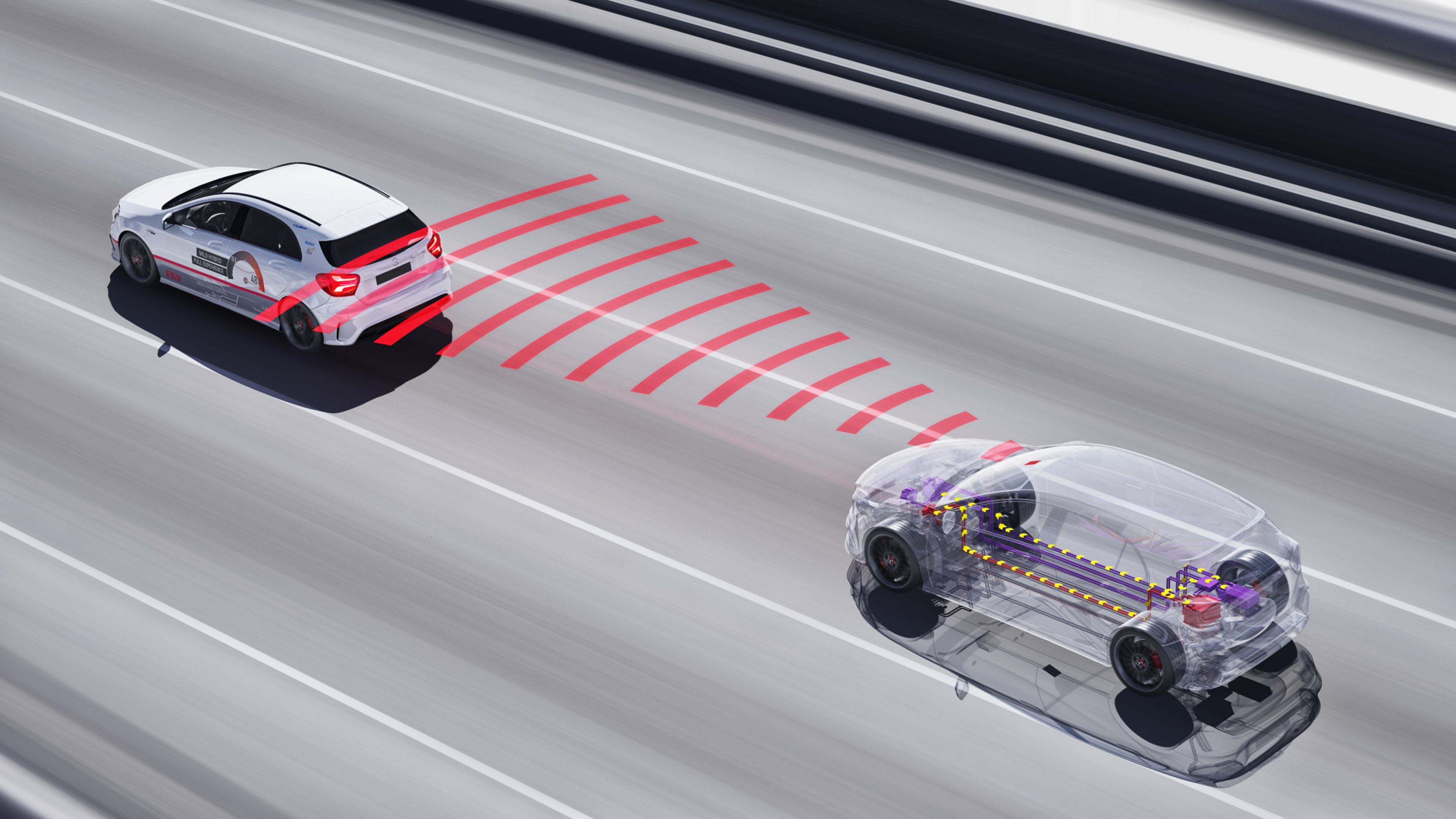 Electronic distance measurement for passenger cars controls coasting function