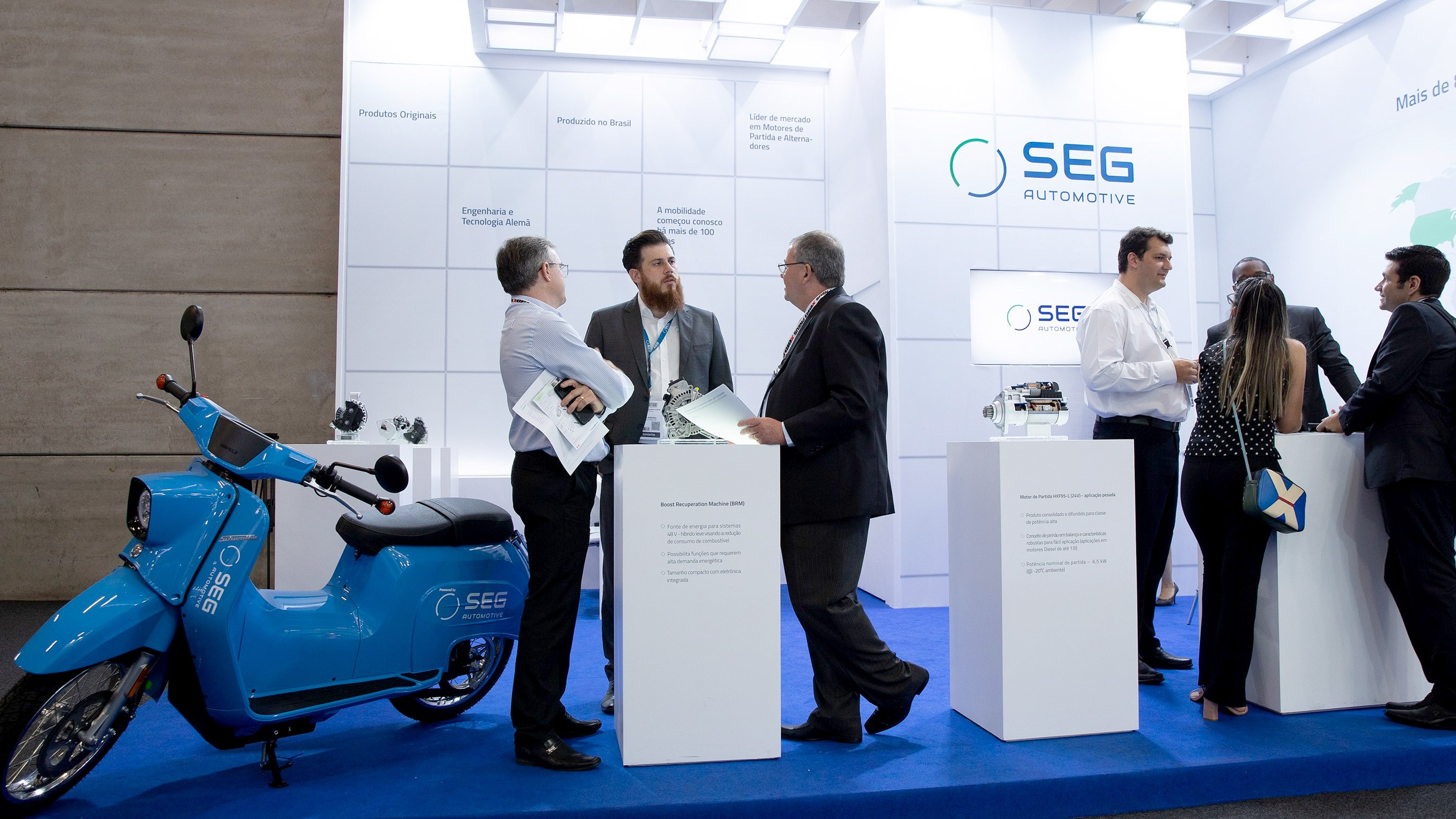 Schwalbe E-Scooter at the FENATRAN booth of SEG Automotive in Brazil