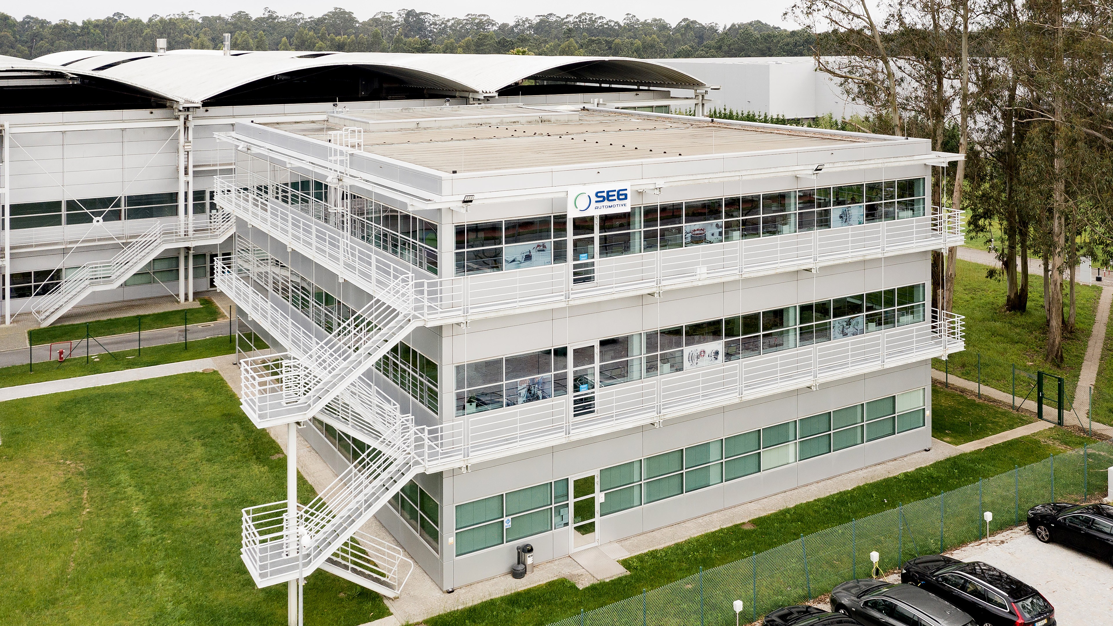 Aerial view of SEG Automotive shared service center at the Vila do Conde site, Portugal