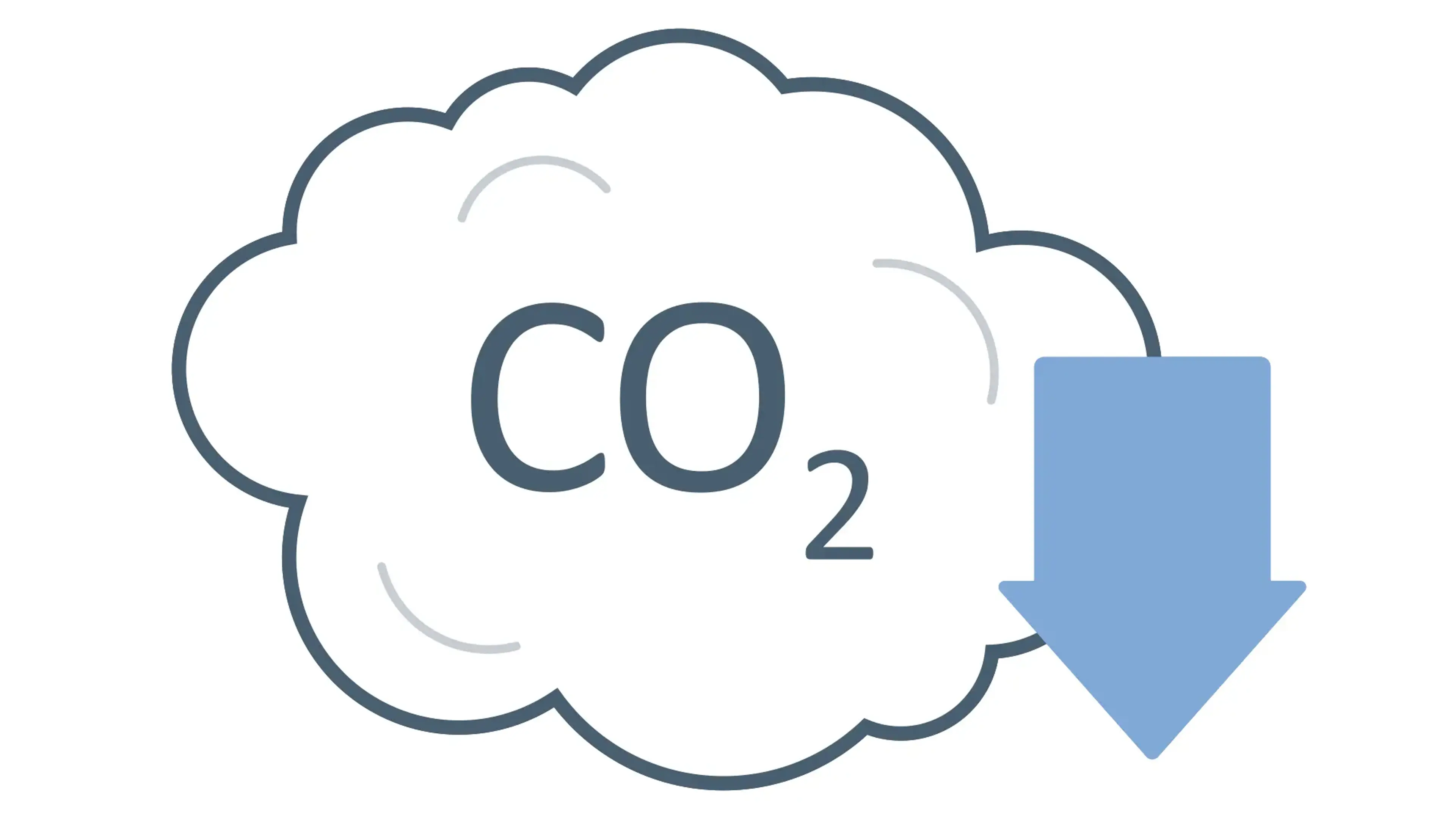 Illustration: CO2 exhaust cloud with arrow pointing downwards